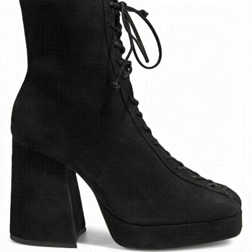 Schutz S-Marlova Lace-Up Heeled Boots Black